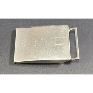 Vintage Simmons Sterling Belt Buckle Etched Monogram “WBC III” Fine